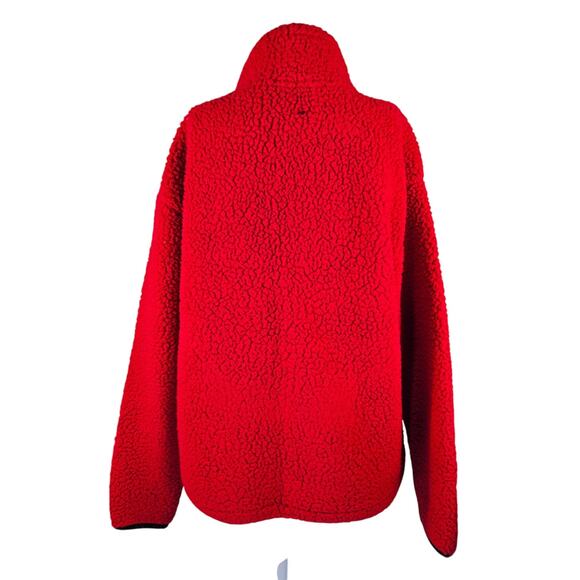 Victoria Secret Pink Red Kangroo Pocket Athletic Sherpa Pullover Jacket L - Picture 3 of 5